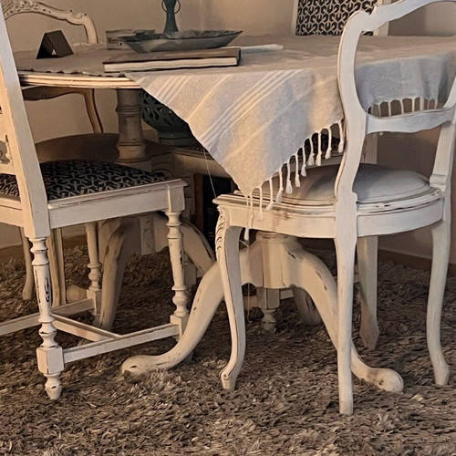 Dining set 9 pieces white, like new