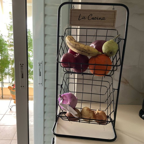 Double metal fruit and vegetable basket, like new, modern minimal