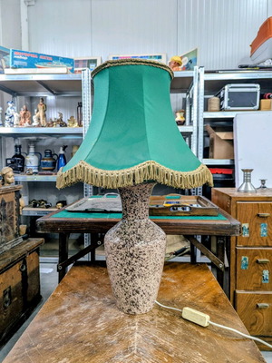 Ретро керамична настолна лампа употребявана, винтидж абажур 70-те