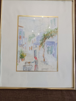 Εκουαρέλες γνωστού ζωγράφου μεταχειρισμένες, σετ 3 με κορνίζες