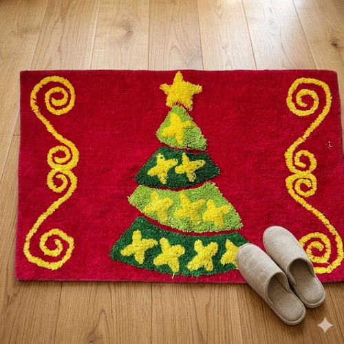 Christmas rug small like new 80x50