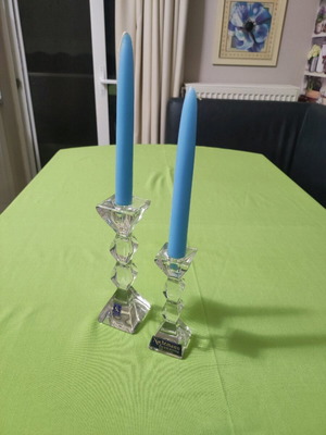 Nachtmann crystal candlestick pair new with candles