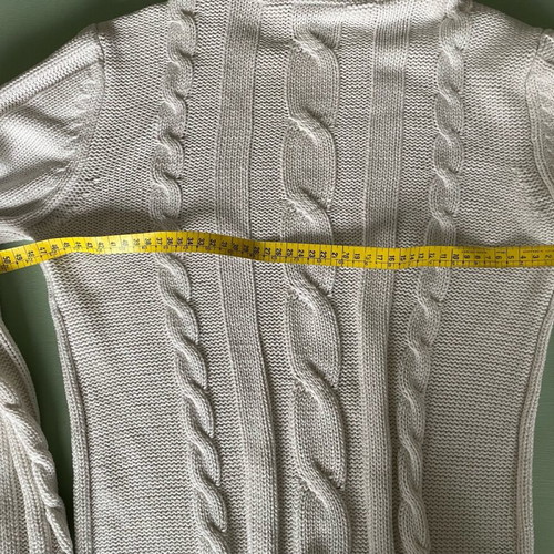 White sweater used, cotton with vintage knit, size M