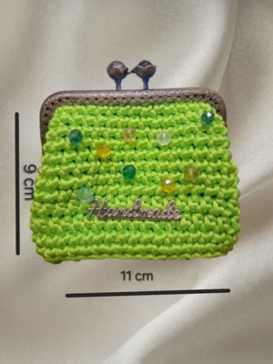 Handmade knitted wallet, green