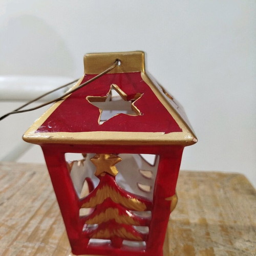 Christmas ceramic lantern like new, 15 cm height
