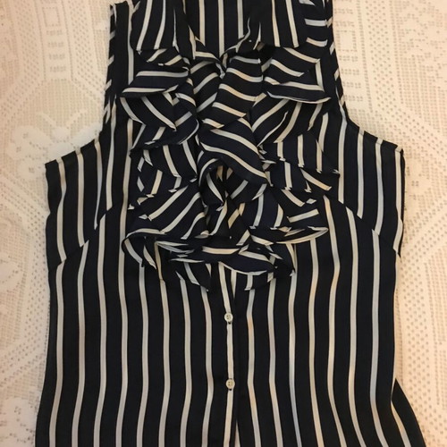 Ralph Lauren XS women's striped shirt blue and white, like new, 100% polyester