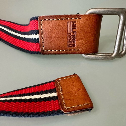 Tommy Hilfiger fabric belt like new, tricolor with leather details
