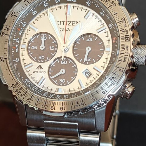 Citizen Promaster Sky EcoDrive Chronograph Silver Stainless Steel Bracelet watch like new