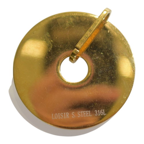 Loisir round pendant with blue and white enamel, gold stainless steel 316L