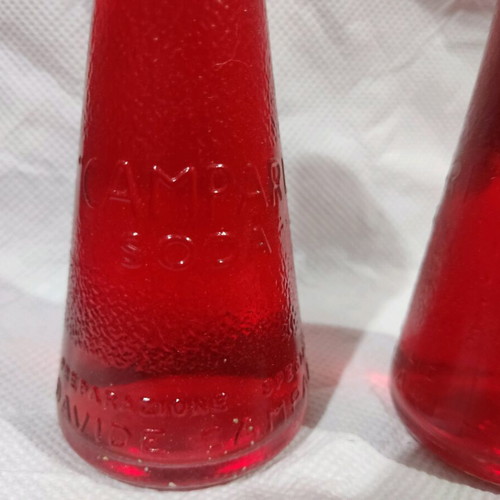 Campari Soda bottles used vintage for decoration