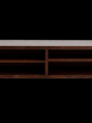 MDF TV stand used, dark brown, sturdy and elegant