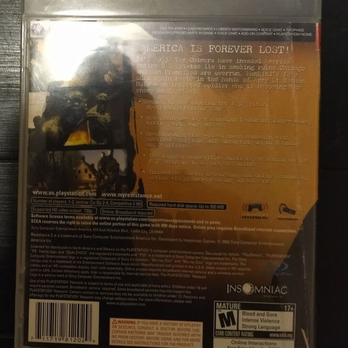 Resistance 2 PlayStation 3 used action game