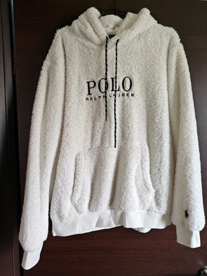 Polo Ralph Lauren Embroidered-Logo Pile Fleece Hoodie αφόρετο, μέγεθος L, λευκό