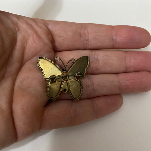 Metal butterfly pin new with iridescent multicolor enamel