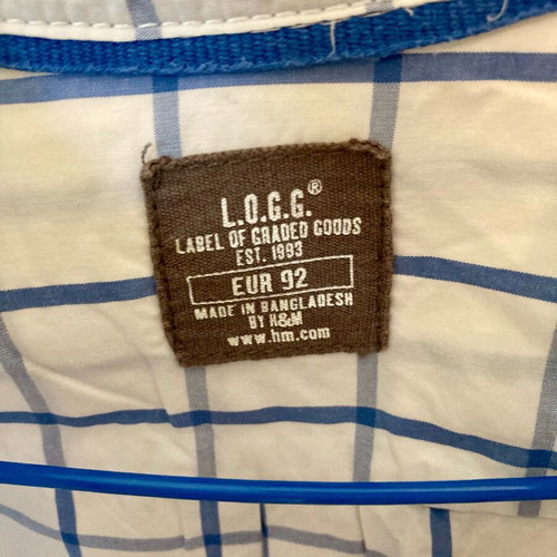 H&M Boys' Shirt 92 cm, like new, white and blue, long sleeve