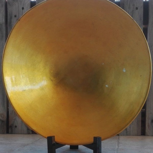 Wooden bowl used with gold enamel and base 40x10cm
