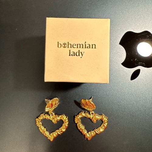 Heart earrings new in gold color Bohemian Lady