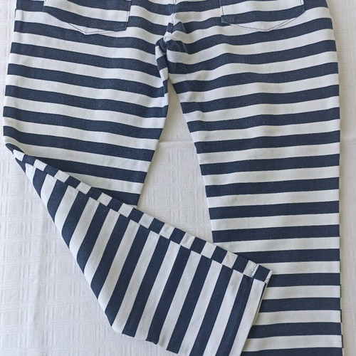Cotton Capri Pants for Women used, white and blue stripes, size M