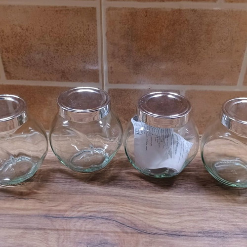 Glass storage jars new, set of 4 pieces