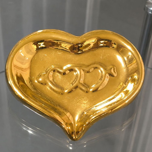 Elegant Glam Ceramic Soap Dish Gold Heart Shape New