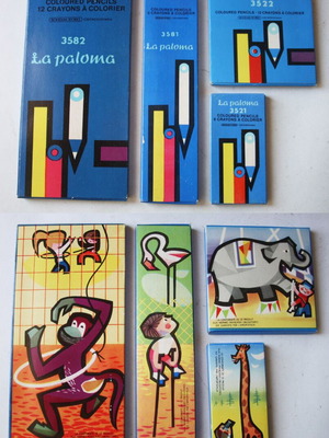 La Paloma Bohemia Works vintage 70's coloured pencils set of 4 new