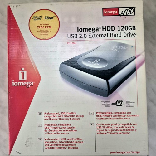 Iomega HDD 120GB external hard drive used, vintage
