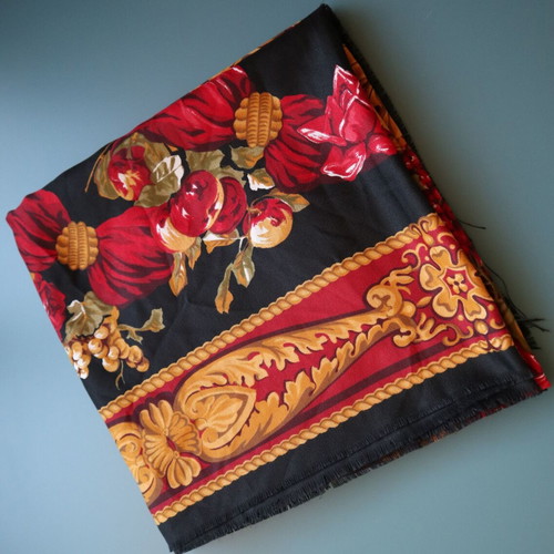 Square scarf new, black multicolor, 118x118cm, 100% polyester