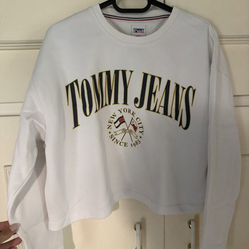 Tommy Jeans cropped sweatshirt, white multicolor