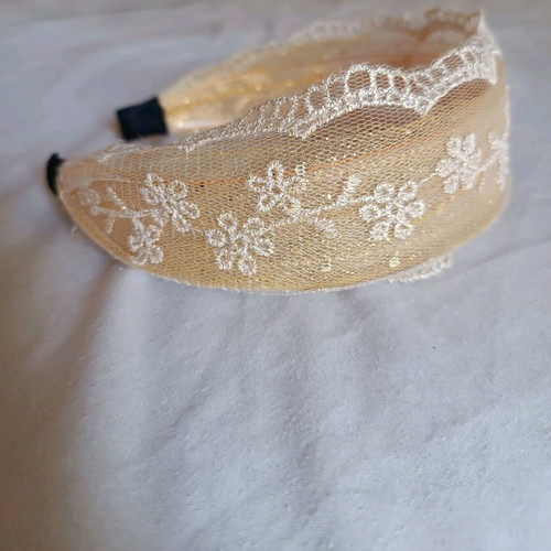 Fairy hairband with glitter and knitted flowers like new