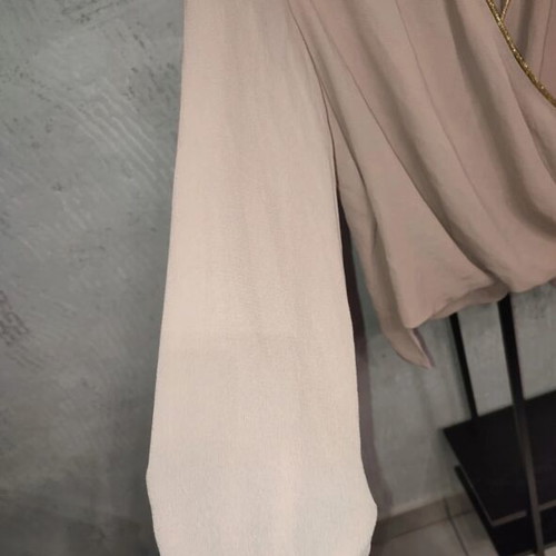 Bimba Nude Wrap Blouse Small with Gold Detail like new