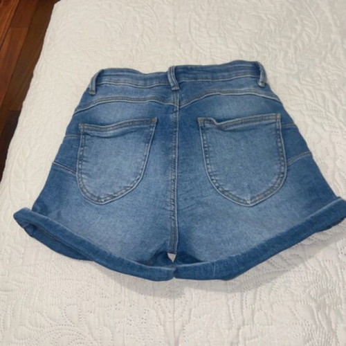 Kids' blue denim shorts used with pockets