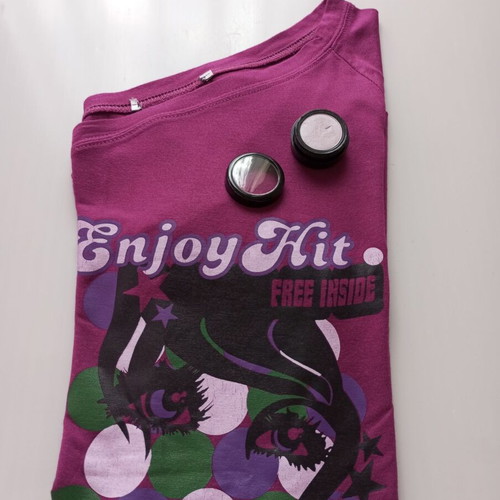 Enjoy Hit off-shoulder long sleeve blouse, purple/magenta, one size