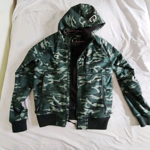 Emerson jacket like new with hood and pockets, black and green, size L