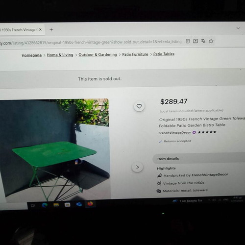 Antique Folding Table French 1920-50 Used, Solid Wrought Iron