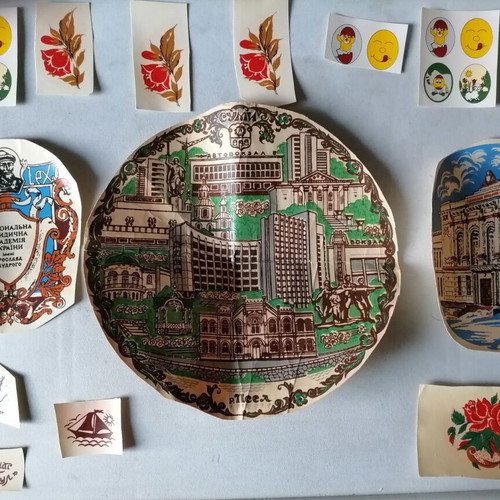 Colored Collectible Drawings of Ukrainian University and Buildings like new