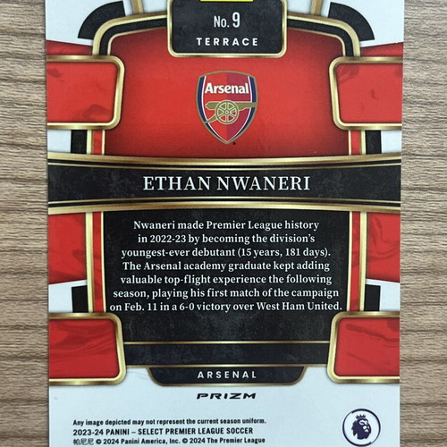 Panini Select Premier League Soccer RC Ethan Nwaneri Red Prizm like new