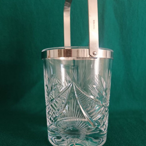 Vintage Bohemia crystal whiskey glasses set of 6 with ice bucket like new