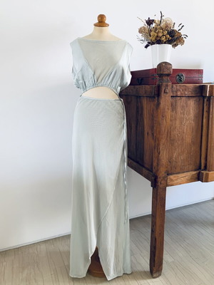 Ioanna Kourbela dress new, size M, aqua satin and cotton mesh
