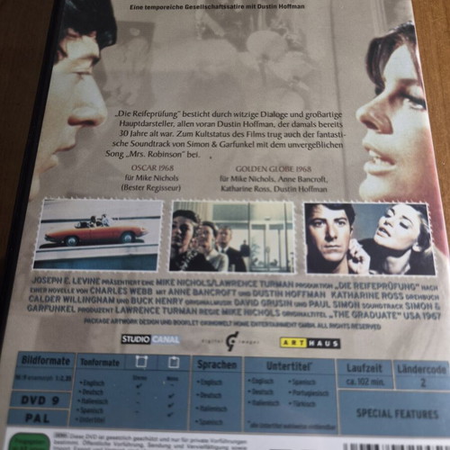 Die Reifeprüfung (The Graduate) DVD like new, classic adventure film