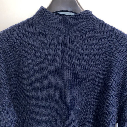 H&M knitted crop sweater with side stripes and short turtleneck