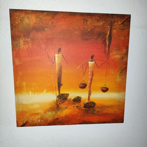 Decorative art prints set like new, Monet framed and modern ethnic canvas