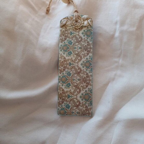 Handmade decoupage wooden bookmark vintage style