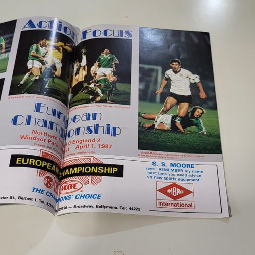 Northern Ireland vs Yugoslavia 1987 match programme used