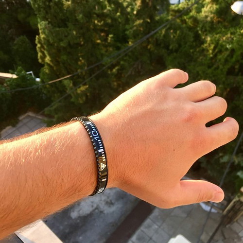 Oyster unisex bracelet black stainless steel