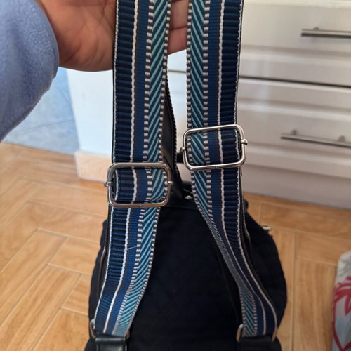 Migato backpack like new, black quilted with blue straps