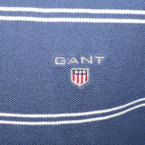 Gant men's blue and white striped short sleeve polo t-shirt size L like new