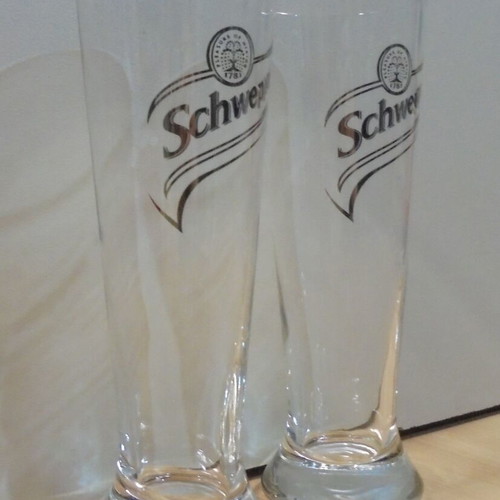 Schweppes soda set of two promotional glasses like new