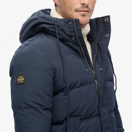 Superdry Everest Short Hooded Puffer Jacket new, men's winter blue L