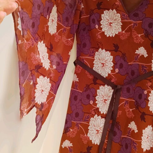 Floral midi cocktail dress Etam like new with bell sleeves