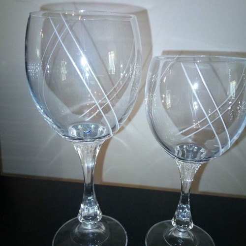 Crystal wine glasses like new, set of 24, hand-engraved